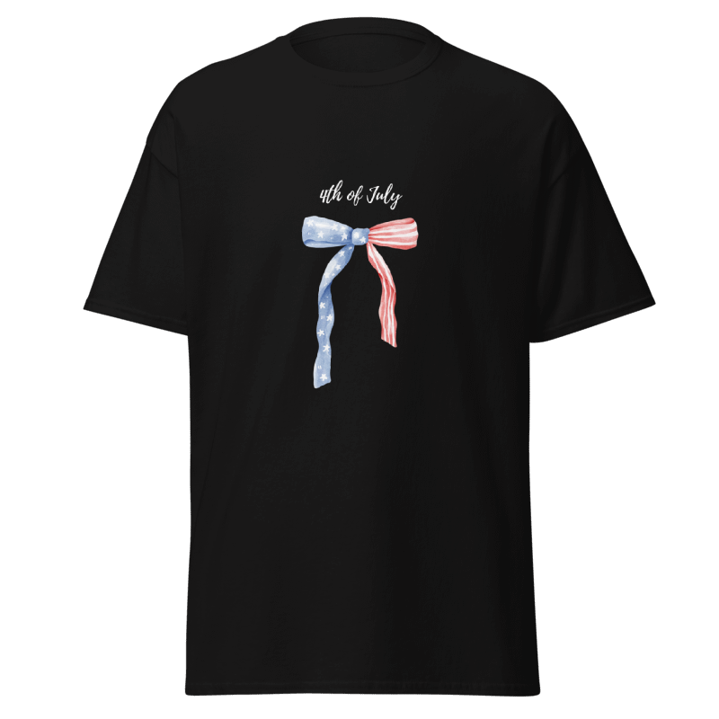 4th of July-Celebrate Bow-Black T-Shirt