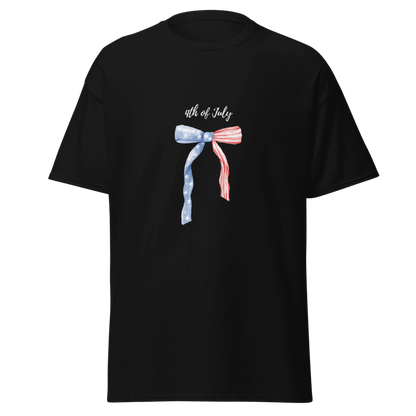 4th of July-Celebrate Bow-Black T-Shirt