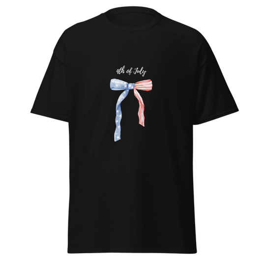 4th of July-Celebrate Bow-Black T-Shirt