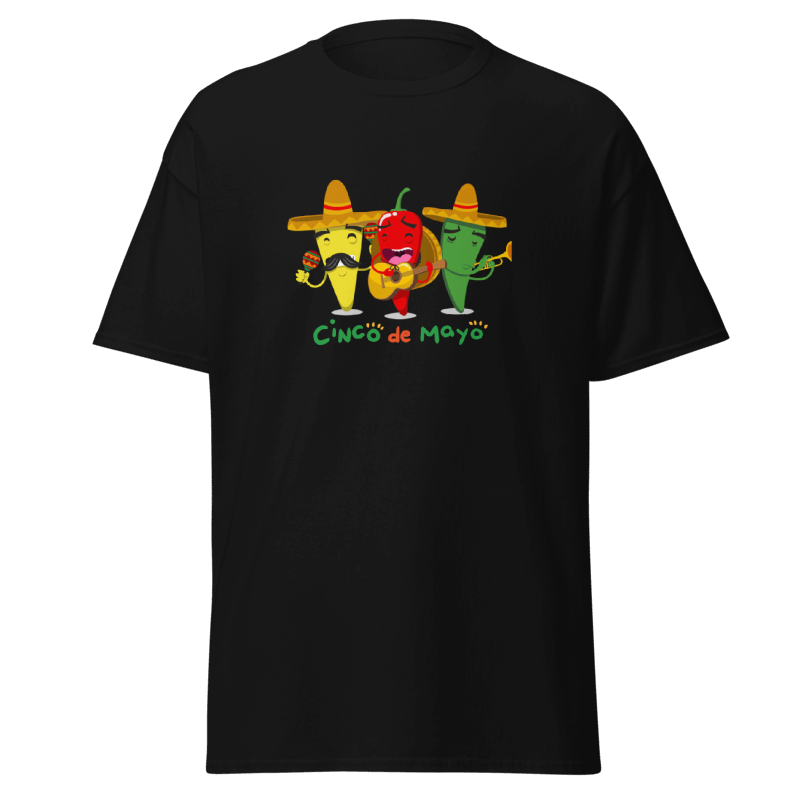Cinco De Mayo Chilli Peppers, Fiesta Party (Adult) Black, Unisex-T-Shirt