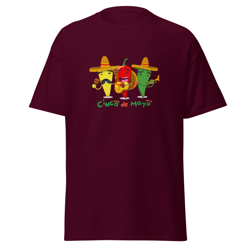 Cinco De Mayo Chilli Peppers, Fiesta Party (Adult) Burgundy, Unisex-T-Shirt