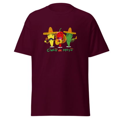 Cinco De Mayo Chilli Peppers, Fiesta Party (Adult) Burgundy, Unisex-T-Shirt
