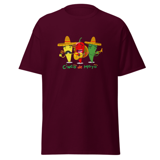 Cinco De Mayo Chilli Peppers, Fiesta Party (Adult) Burgundy, Unisex-T-Shirt