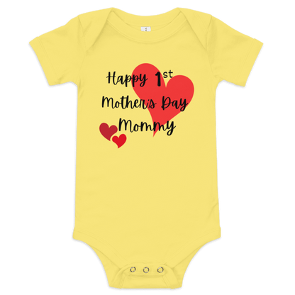 Our First Mother'S Day, Baby Onesie - Cute Soft Fabric, Short-Sleeve