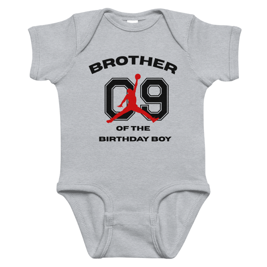 9th Birthday Boy Basketball T-Shirt, Brother-INFANT- GRAY,  party special