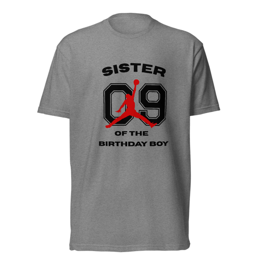 9th Birthday Boy Basketball T-Shirt, youth Sister- GRAY,  party special